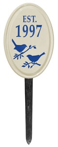 Bird Silhouette Vertical Oval Lawn Blue