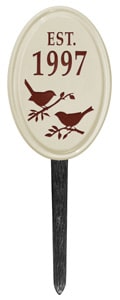 Bird Silhouette Vertical Oval Lawn Red