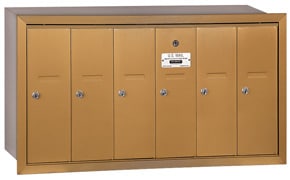 Salsbury 6 Door Vertical Mailbox Brass