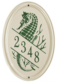 Whitehall Sea Horse Vertical Oval Green