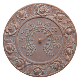 Whitehall Rose Thermometer Copper Verdigris