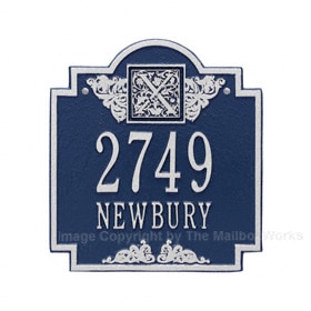 Whitehall Monogram Address Plaque Blue Silver