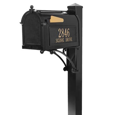 Whitehall Superior Mailbox Package Black Gold