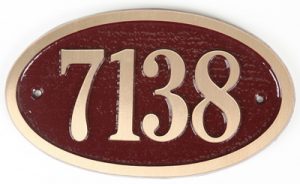 Majestic Small Oval Brass Address Plaque